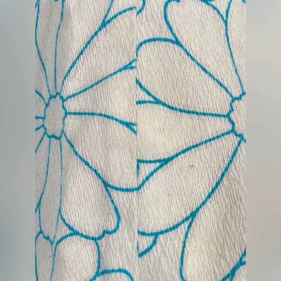 Stunning 1960s Blue & White Hawaiian Floral Flared Sleeve Maxi Sundress - Picture 15 of 16